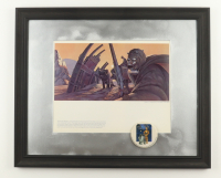 Star Wars "The Sand People of Tatooine" 1977 Ralph McQuarrie Custom Framed Pre-Production Art Photo Display with Movie Lapel Pin at PristineAuction.com