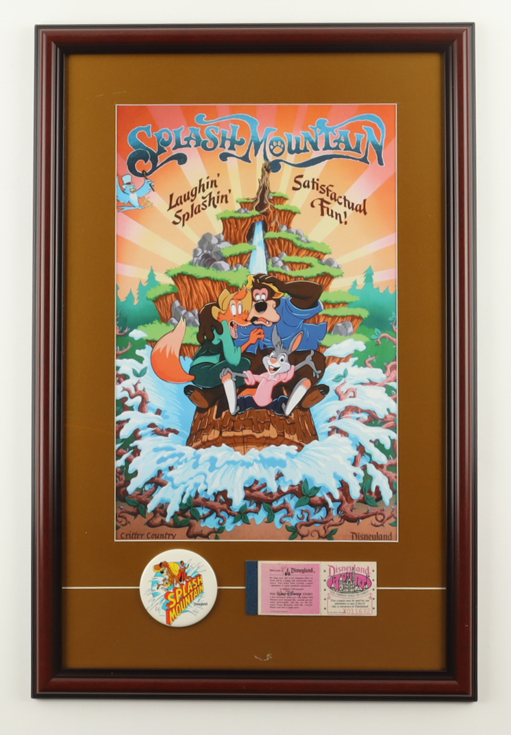 Disney's "Splash Mountain" Custom Framed Art Print Display with Lapel Pin & Ticket Booklet at PristineAuction.com Disney's "Splash Mountain" Custom Framed Art Print Display with Lapel Pin & Ticket Booklet at PristineAuction.com