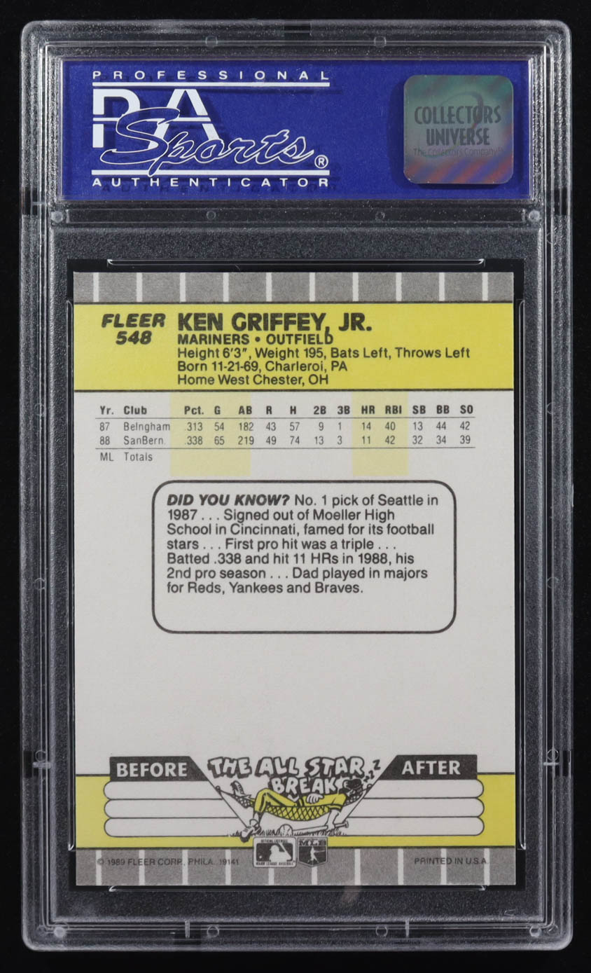 Ken Griffey Jr. 1989 Fleer #548 RC (PSA 9) at PristineAuction.com Ken Griffey Jr. 1989 Fleer #548 RC (PSA 9) at PristineAuction.com