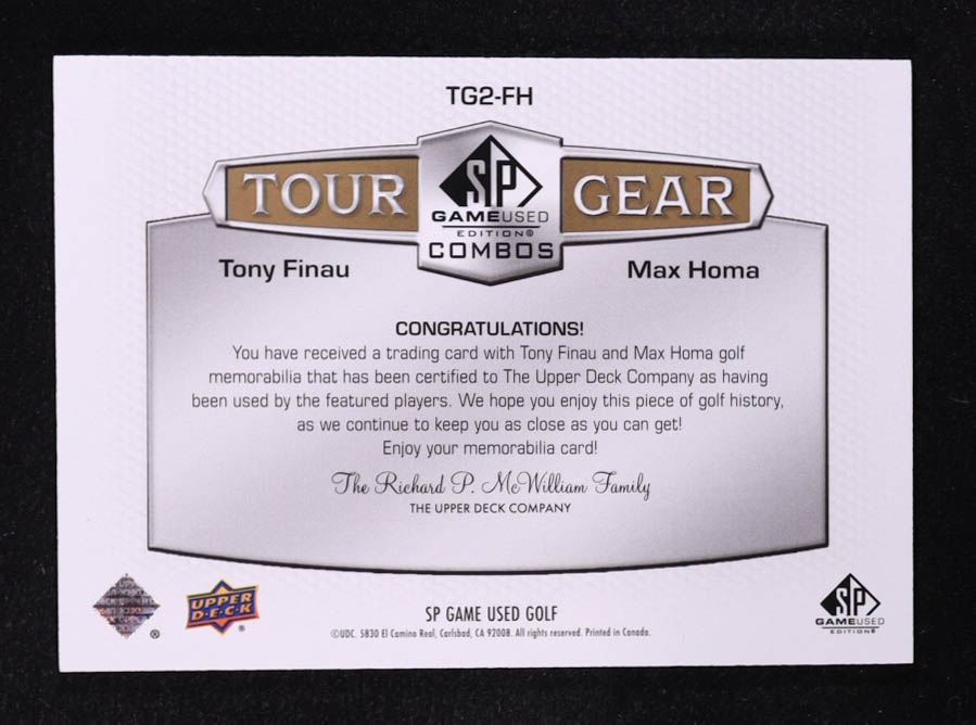 Tony Finau / Max Homa 2024 SP Game Used Edition Tour Gear Combos #TG2-FH #40/49 at PristineAuction.com Tony Finau / Max Homa 2024 SP Game Used Edition Tour Gear Combos #TG2-FH #40/49 at PristineAuction.com