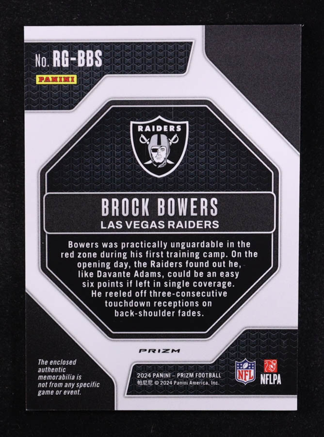 Brock Bowers 2024 Panini Prizm Rookie Gear #RG-BBS at PristineAuction.com Brock Bowers 2024 Panini Prizm Rookie Gear #RG-BBS at PristineAuction.com