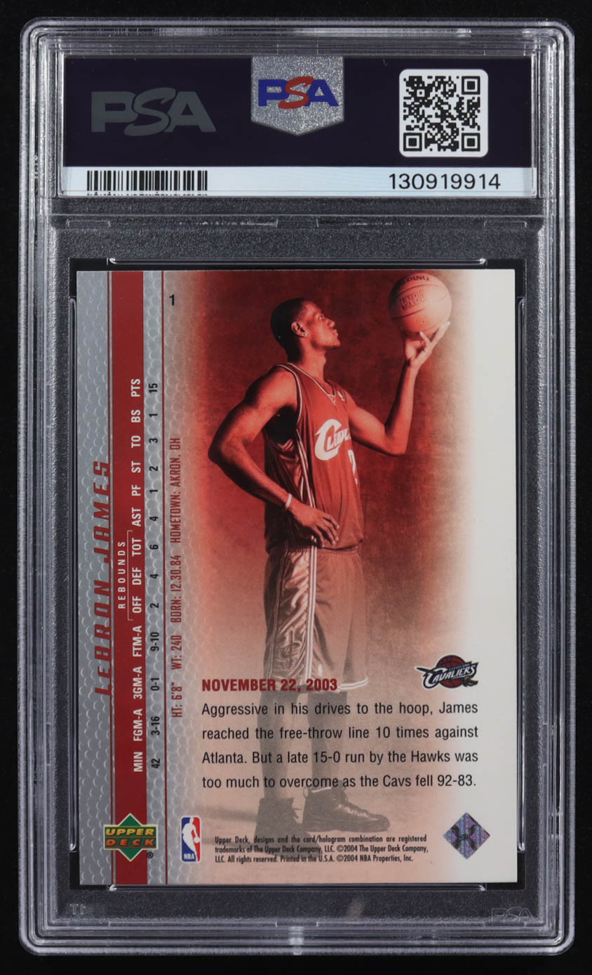 LeBron James 2003-04 Upper Deck Phenomenal Beginning LeBron James #1 RC (PSA 9) at PristineAuction.com LeBron James 2003-04 Upper Deck Phenomenal Beginning LeBron James #1 RC (PSA 9) at PristineAuction.com
