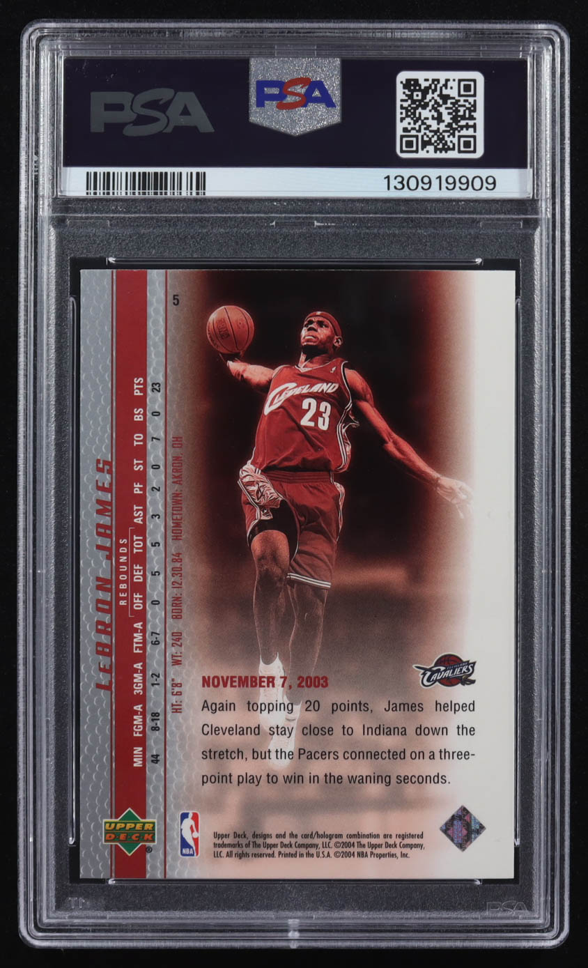 LeBron James 2003-04 Upper Deck Phenomenal Beginning LeBron James #5 RC (PSA 9) at PristineAuction.com LeBron James 2003-04 Upper Deck Phenomenal Beginning LeBron James #5 RC (PSA 9) at PristineAuction.com
