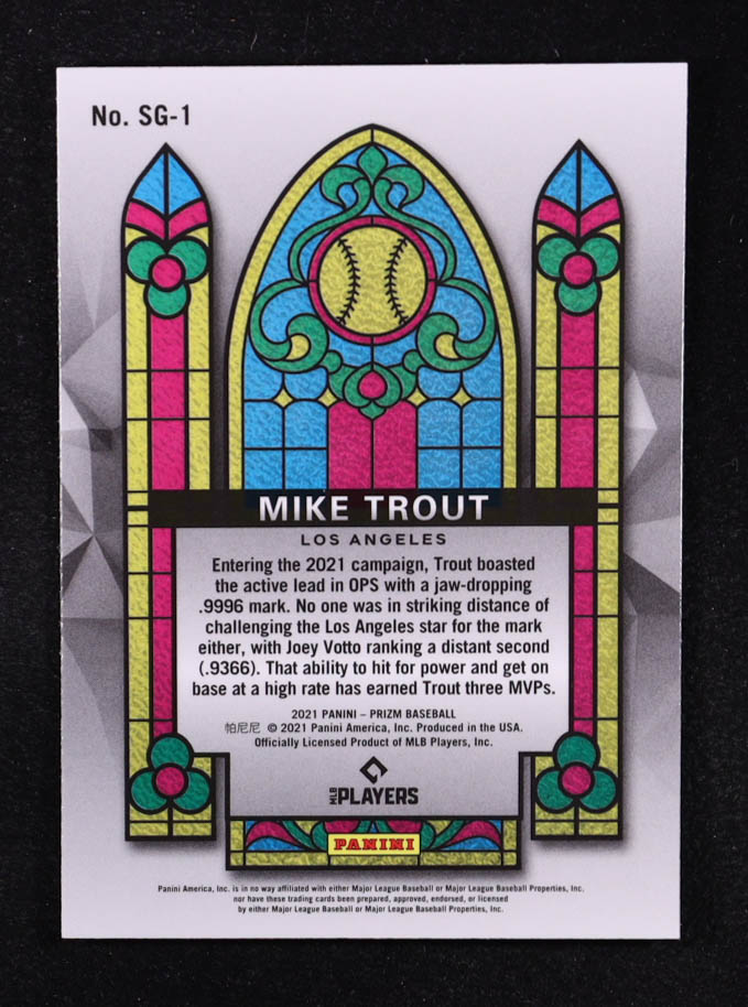 Mike Trout 2021 Panini Prizm Stained Glass #1 at PristineAuction.com Mike Trout 2021 Panini Prizm Stained Glass #1 at PristineAuction.com