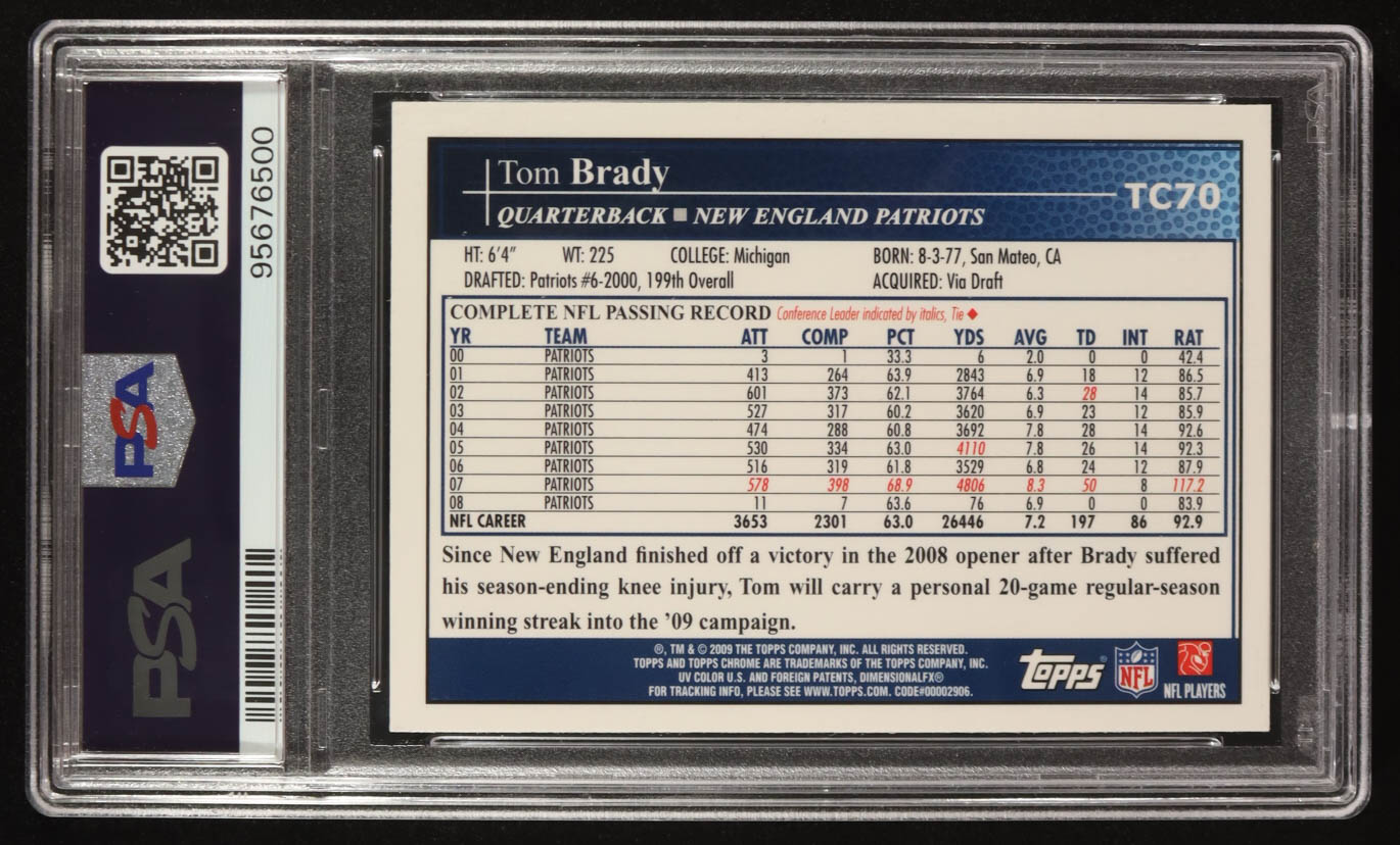 Tom Brady 2009 Topps Chrome #TC70A (PSA 9) at PristineAuction.com Tom Brady 2009 Topps Chrome #TC70A (PSA 9) at PristineAuction.com