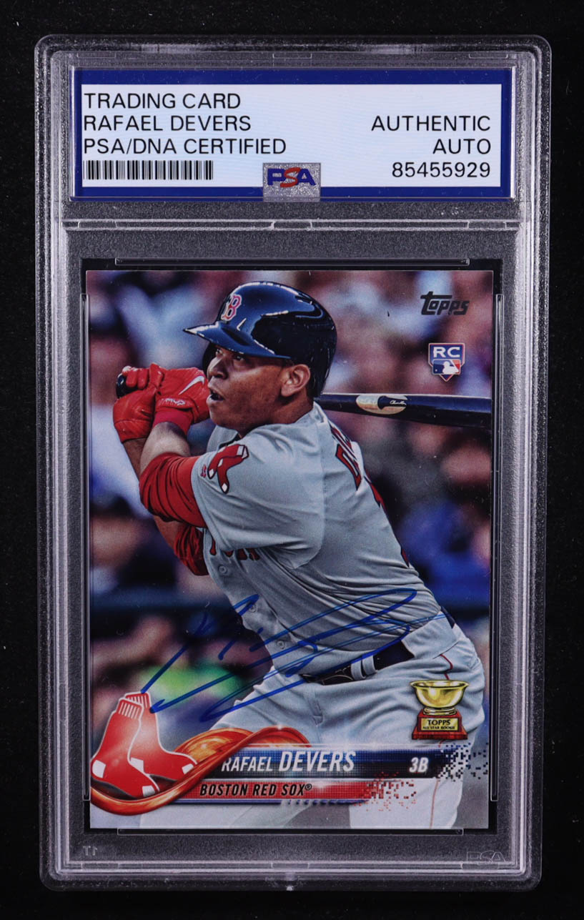 Rafael Devers Signed 2018 Topps Series 1 #18 RC (PSA) at PristineAuction.com Rafael Devers Signed 2018 Topps Series 1 #18 RC (PSA) at PristineAuction.com