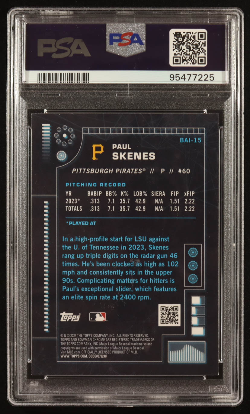 Paul Skenes 2024 Bowman Chrome Bowman AI #BAI15 RC (PSA 10) at PristineAuction.com Paul Skenes 2024 Bowman Chrome Bowman AI #BAI15 RC (PSA 10) at PristineAuction.com
