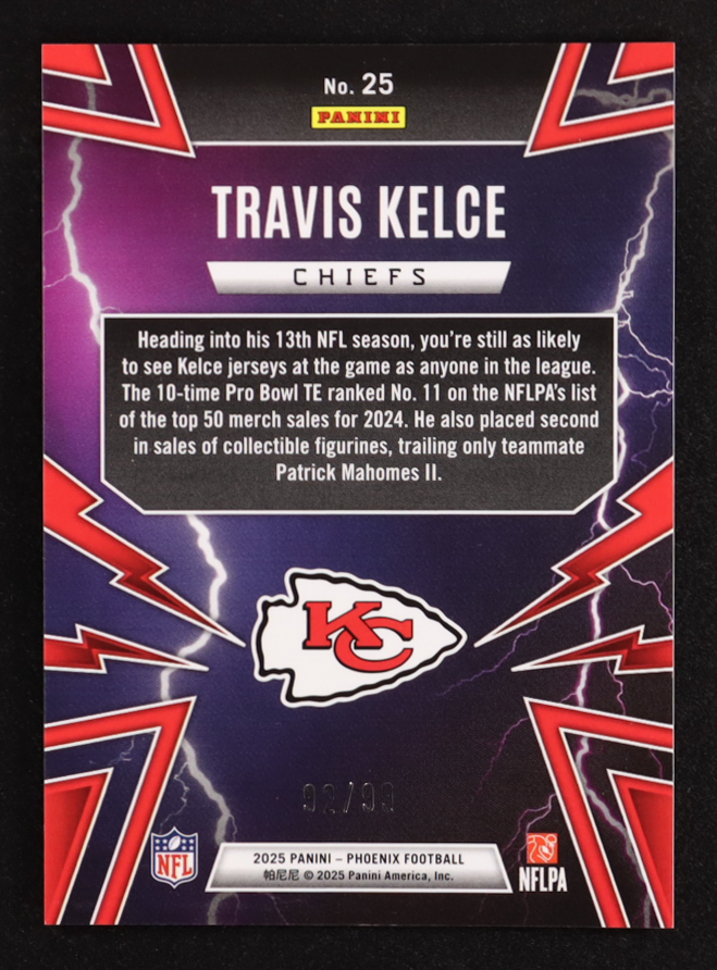 Travis Kelce 2025 Panini Phoenix Thunderbirds Green #25 #92/99 at PristineAuction.com Travis Kelce 2025 Panini Phoenix Thunderbirds Green #25 #92/99 at PristineAuction.com
