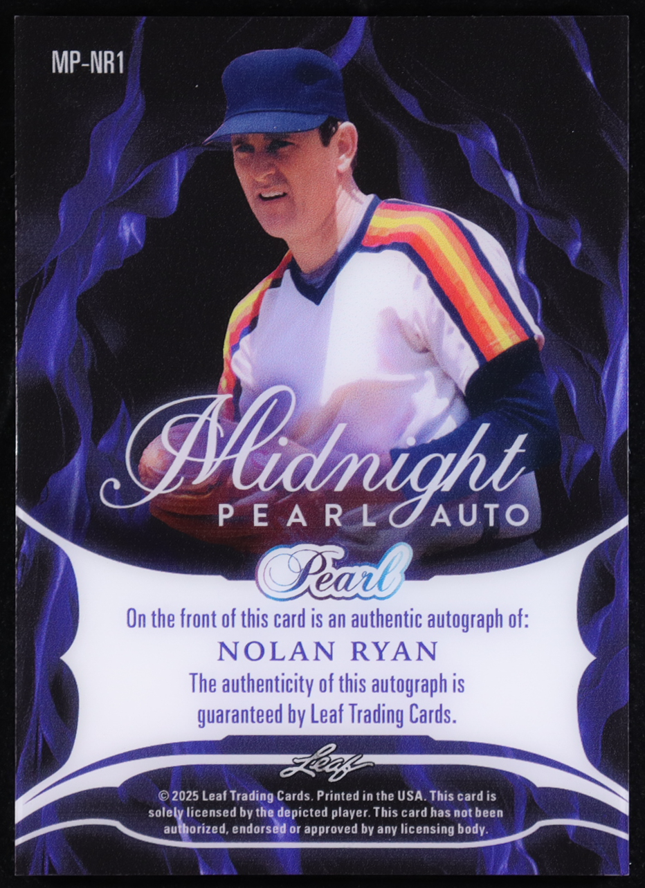 Nolan Ryan 2025 Leaf Pearl Midnight Pearl Auto Bronze Foil Signatures #MPNR1 #7/10 at PristineAuction.com Nolan Ryan 2025 Leaf Pearl Midnight Pearl Auto Bronze Foil Signatures #MPNR1 #7/10 at PristineAuction.com