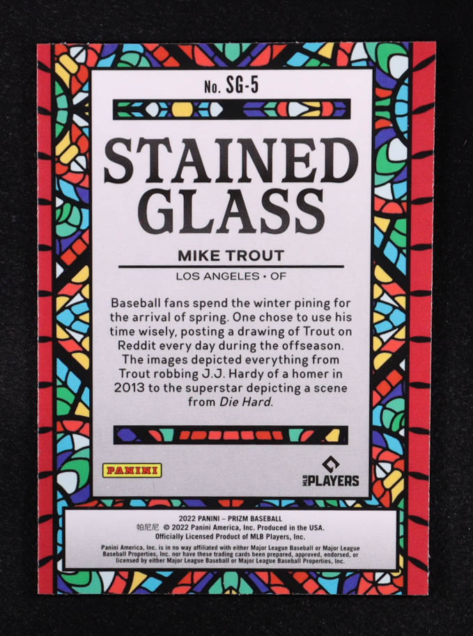 Mike Trout 2022 Panini Prizm Stained Glass #5 at PristineAuction.com Mike Trout 2022 Panini Prizm Stained Glass #5 at PristineAuction.com