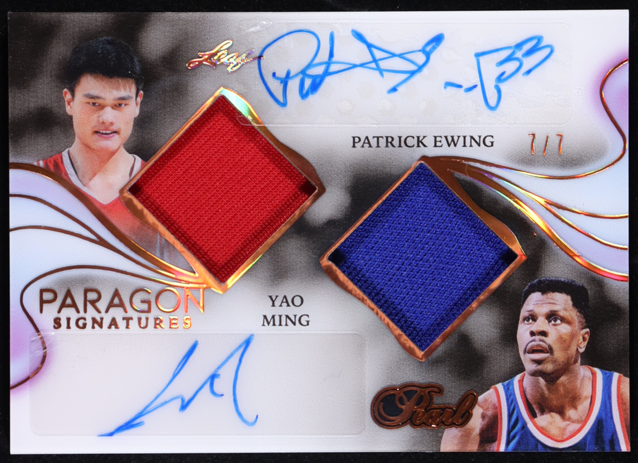 Patrick Ewing / Yao Ming 2025 Leaf Pearl Paragon Signatures Bronze Foil Dual JSY Swatch #PS206 #7/7 at PristineAuction.com Patrick Ewing / Yao Ming 2025 Leaf Pearl Paragon Signatures Bronze Foil Dual JSY Swatch #PS206 #7/7 at PristineAuction.com