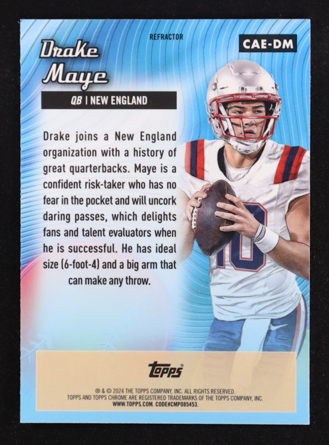Drake Maye 2024 Topps Chrome All Etch #CAEDM RC at PristineAuction.com Drake Maye 2024 Topps Chrome All Etch #CAEDM RC at PristineAuction.com