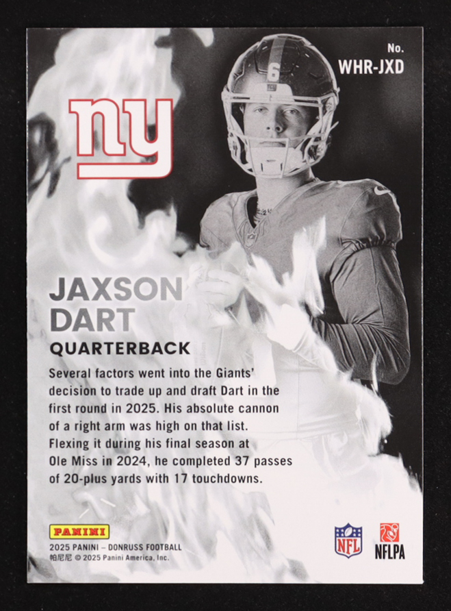 Jaxson Dart 2025 Donruss White Hot Rookies #10 RC at PristineAuction.com Jaxson Dart 2025 Donruss White Hot Rookies #10 RC at PristineAuction.com