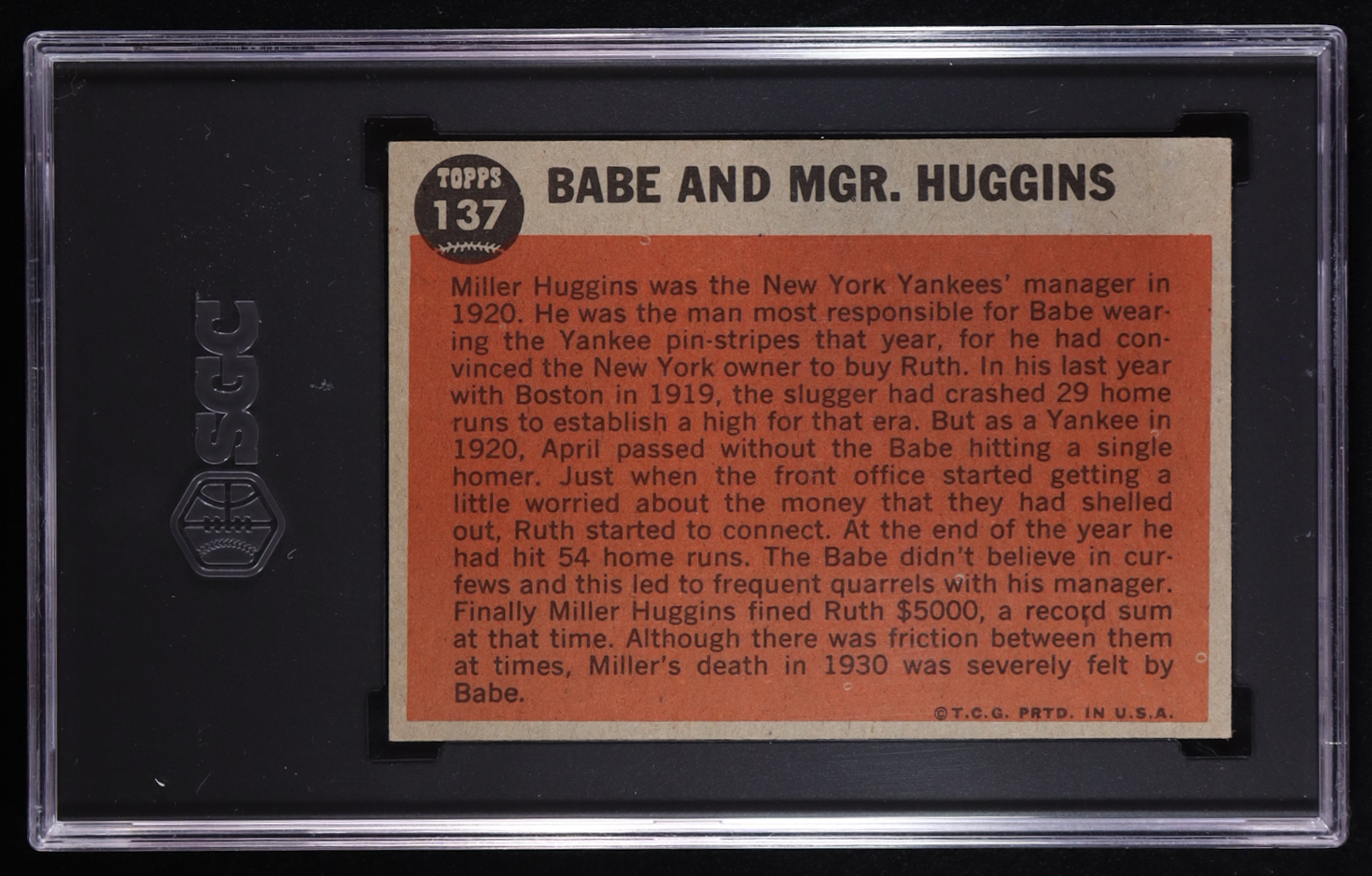 Babe Ruth 1962 Topps #137 Special 3 (SGC 6) at PristineAuction.com Babe Ruth 1962 Topps #137 Special 3 (SGC 6) at PristineAuction.com