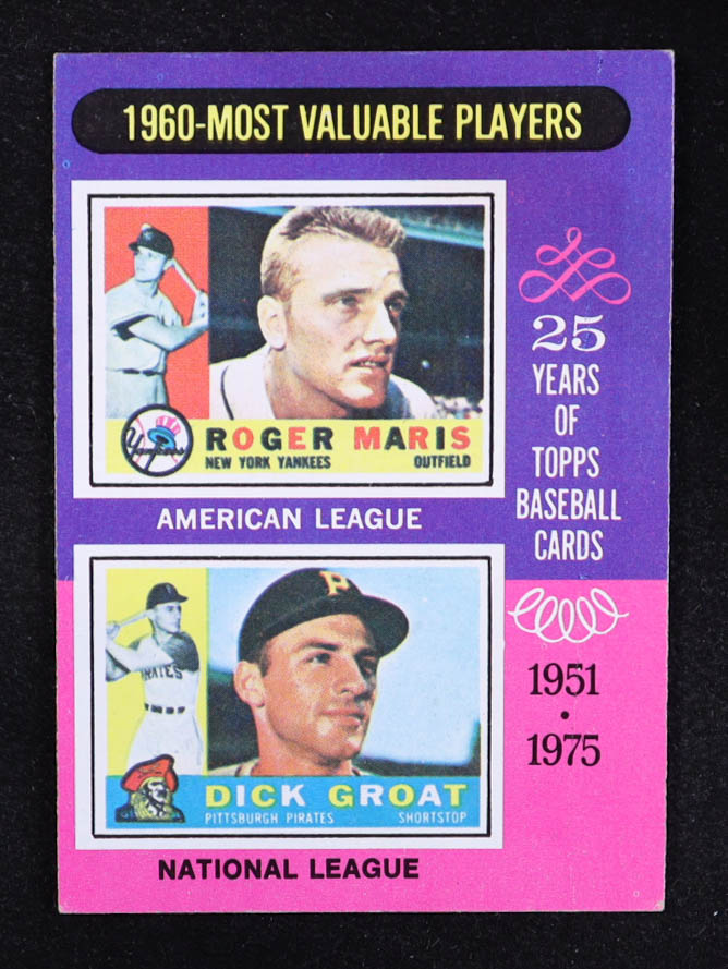 Roger Maris / Dick Groat 1975 Topps #198 MVP at PristineAuction.com Roger Maris / Dick Groat 1975 Topps #198 MVP at PristineAuction.com