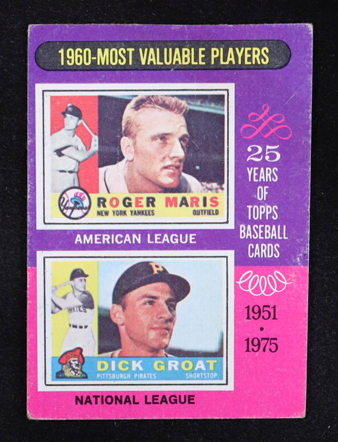 Roger Maris / Dick Groat 1975 Topps #198 MVP at PristineAuction.com Roger Maris / Dick Groat 1975 Topps #198 MVP at PristineAuction.com
