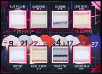 Fisk / Hodges / Trout / Colavito / Dimaggio / Berra / Longoria / Davis / Votto 2024 Leaf ITG Used Sports Reference Career HR Leaders Pink Foil Relics #SR5 #6/12 at PristineAuction.com