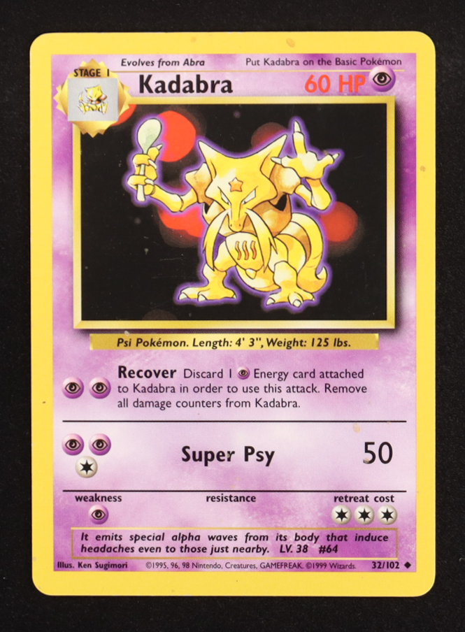 Kadabra 1999 Pokemon Base Unlimited #32 at PristineAuction.com Kadabra 1999 Pokemon Base Unlimited #32 at PristineAuction.com