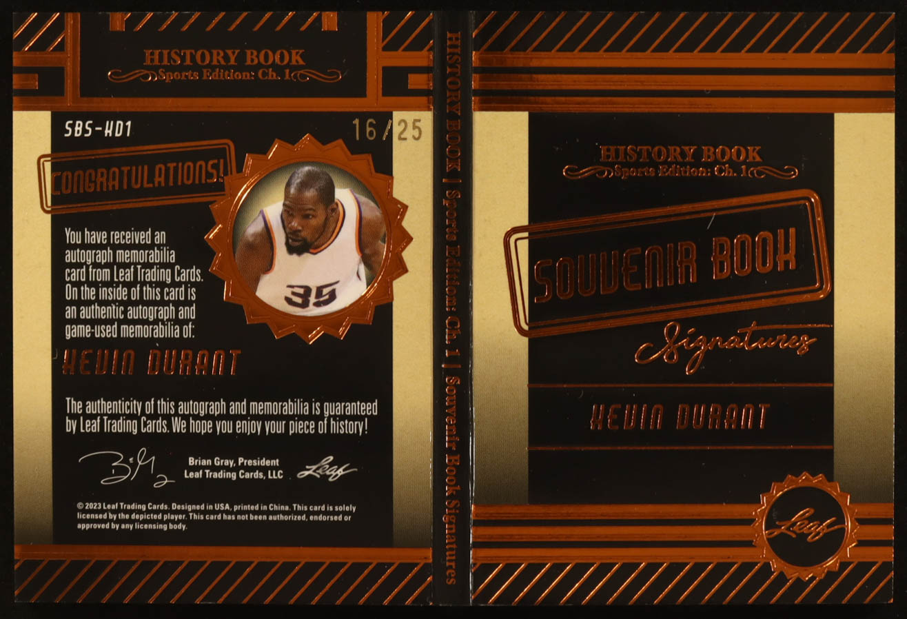 Kevin Durant 2023 Leaf History Book Sports Edition Chapter One Souvenir Book Signatures Bronze #SBSKD1 #16/25 at PristineAuction.com Kevin Durant 2023 Leaf History Book Sports Edition Chapter One Souvenir Book Signatures Bronze #SBSKD1 #16/25 at PristineAuction.com