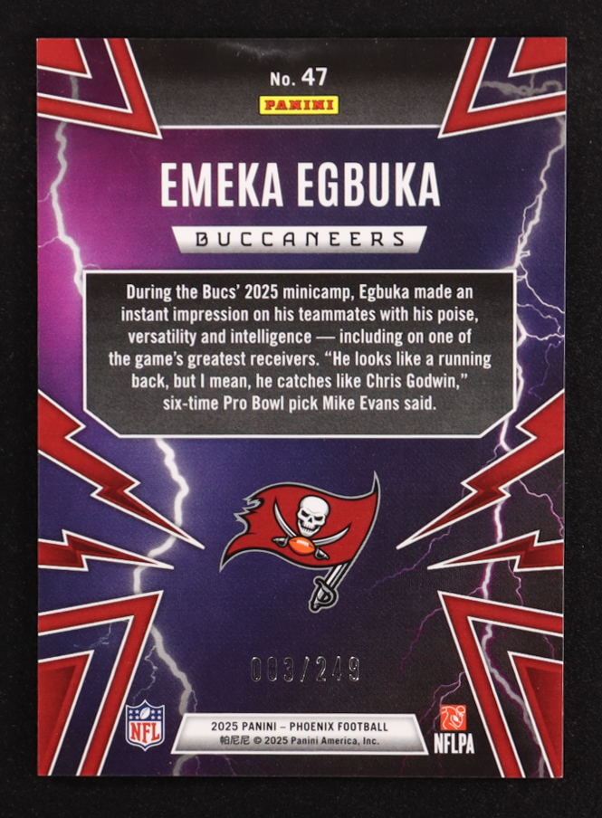 Emeka Egbuka 2025 Panini Phoenix Thunderbirds Silver Pandora #47 #83/249 RC at PristineAuction.com Emeka Egbuka 2025 Panini Phoenix Thunderbirds Silver Pandora #47 #83/249 RC at PristineAuction.com