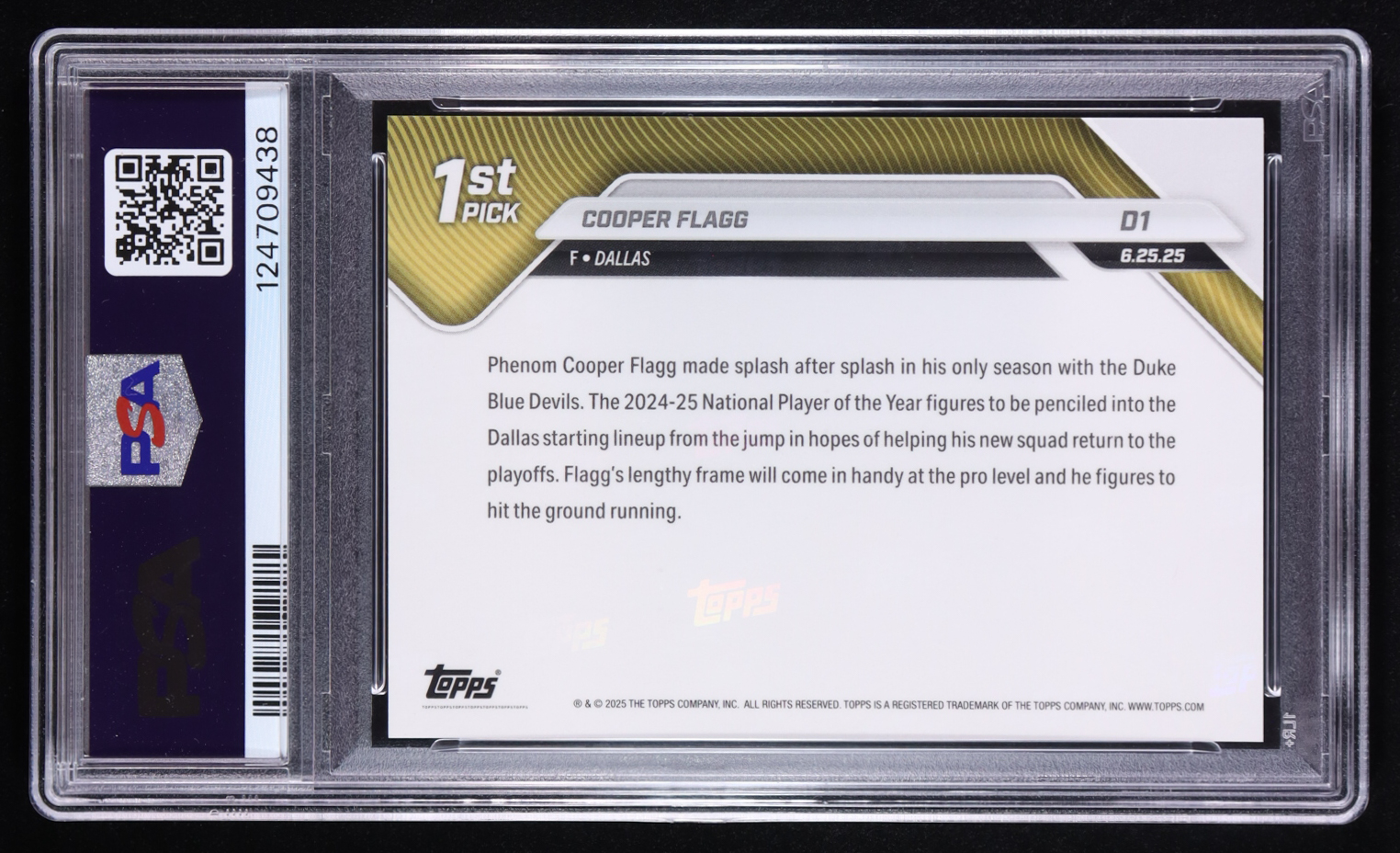 Cooper Flagg 2025 Topps Now Draft #D1 RC (PSA 9) at PristineAuction.com Cooper Flagg 2025 Topps Now Draft #D1 RC (PSA 9) at PristineAuction.com