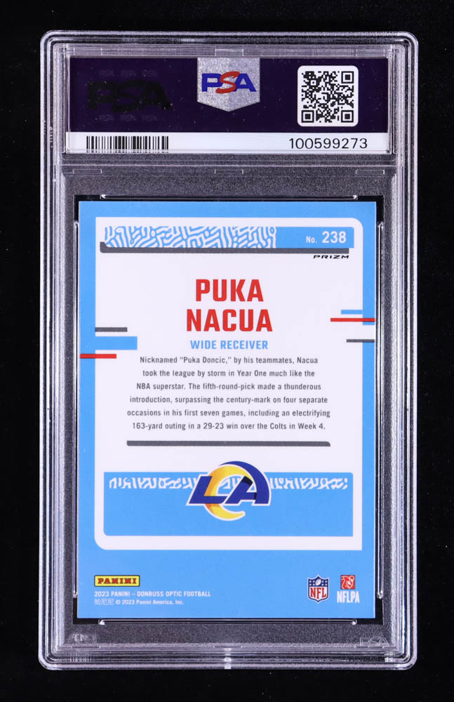 Puka Nacua 2023 Donruss Optic Blue Hyper #238 RR RC (PSA 10) at PristineAuction.com Puka Nacua 2023 Donruss Optic Blue Hyper #238 RR RC (PSA 10) at PristineAuction.com