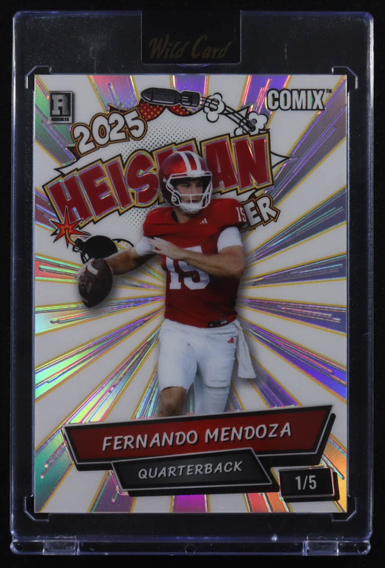 Fernando Mendoza 2025 Wild Card Comix Heisman White Prism #ACHOFM09 #1/5 RC at PristineAuction.com Fernando Mendoza 2025 Wild Card Comix Heisman White Prism #ACHOFM09 #1/5 RC at PristineAuction.com