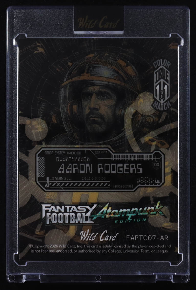 Aaron Rodgers 2026 Wild Card Atompunk Color Match #FAPTC07AR True #1/1 at PristineAuction.com Aaron Rodgers 2026 Wild Card Atompunk Color Match #FAPTC07AR True #1/1 at PristineAuction.com