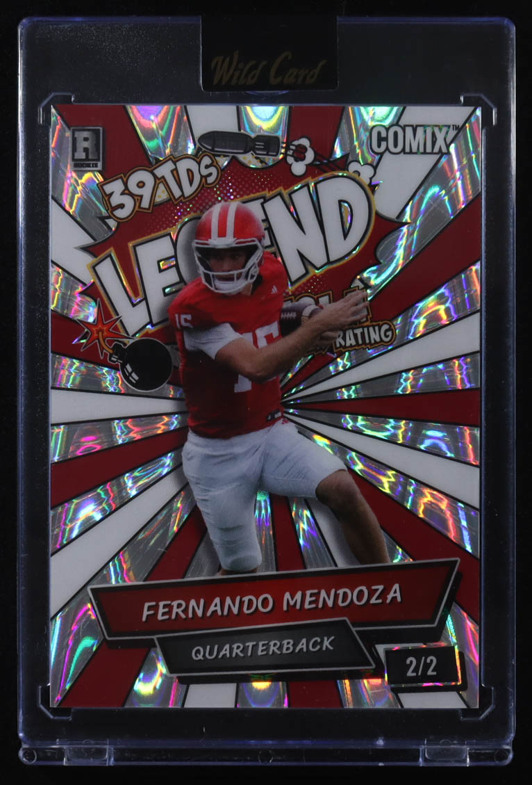 Fernando Mendoza 2025 Wild Card Comix Legend Red/White RayWave #ACBLPM08 #2/2 RC at PristineAuction.com Fernando Mendoza 2025 Wild Card Comix Legend Red/White RayWave #ACBLPM08 #2/2 RC at PristineAuction.com