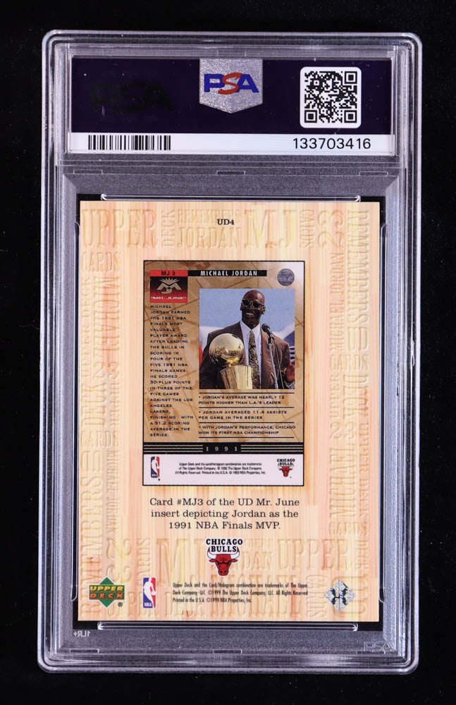Michael Jordan 1999 Upper Deck Michael Jordan Athlete of the Century Upper Deck Remembers #UD4 (PSA 9) at PristineAuction.com Michael Jordan 1999 Upper Deck Michael Jordan Athlete of the Century Upper Deck Remembers #UD4 (PSA 9) at PristineAuction.com