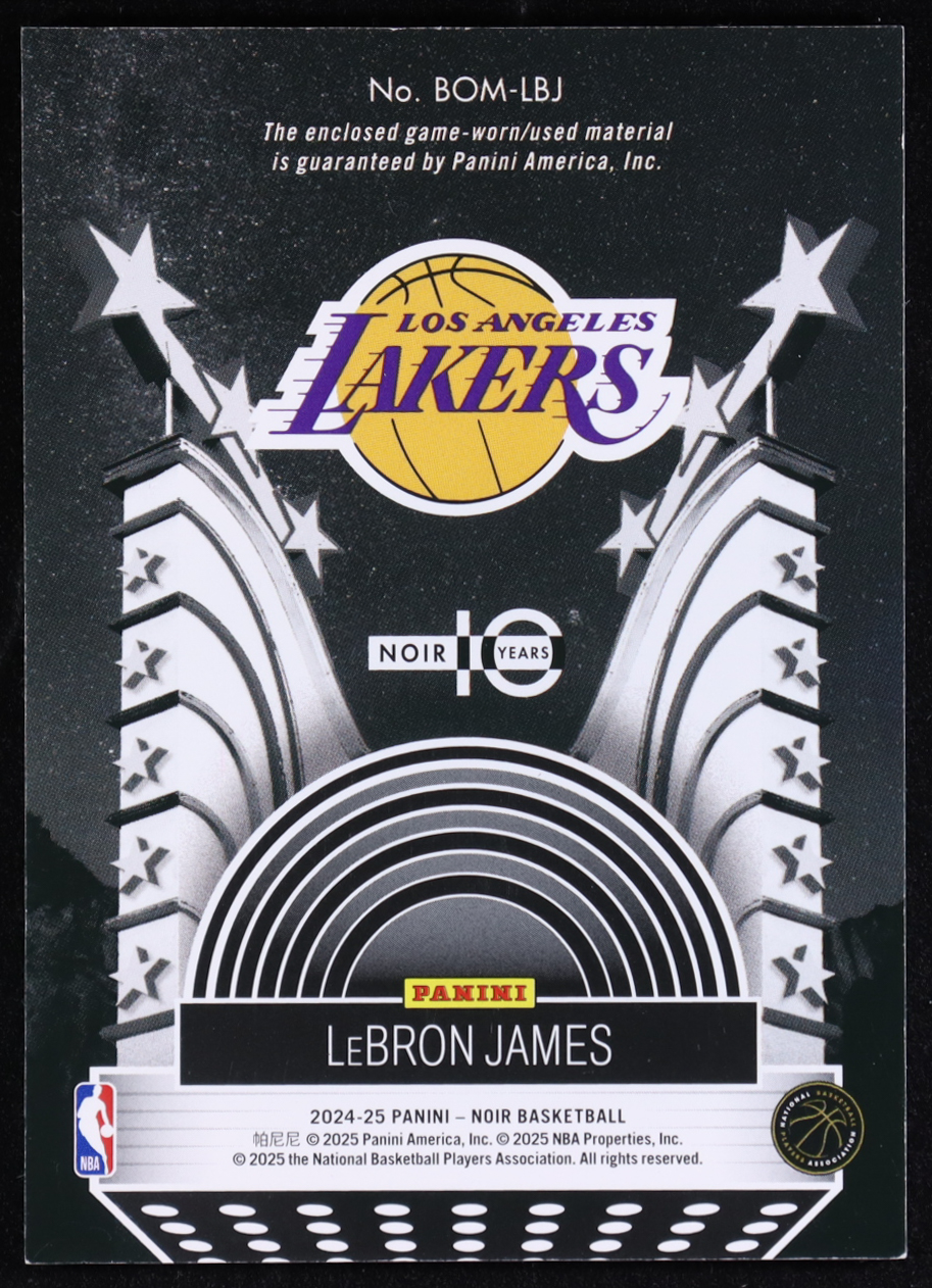 LeBron James 2024-25 Panini Noir Box Office Memorabilia #5 #57/99 at PristineAuction.com LeBron James 2024-25 Panini Noir Box Office Memorabilia #5 #57/99 at PristineAuction.com