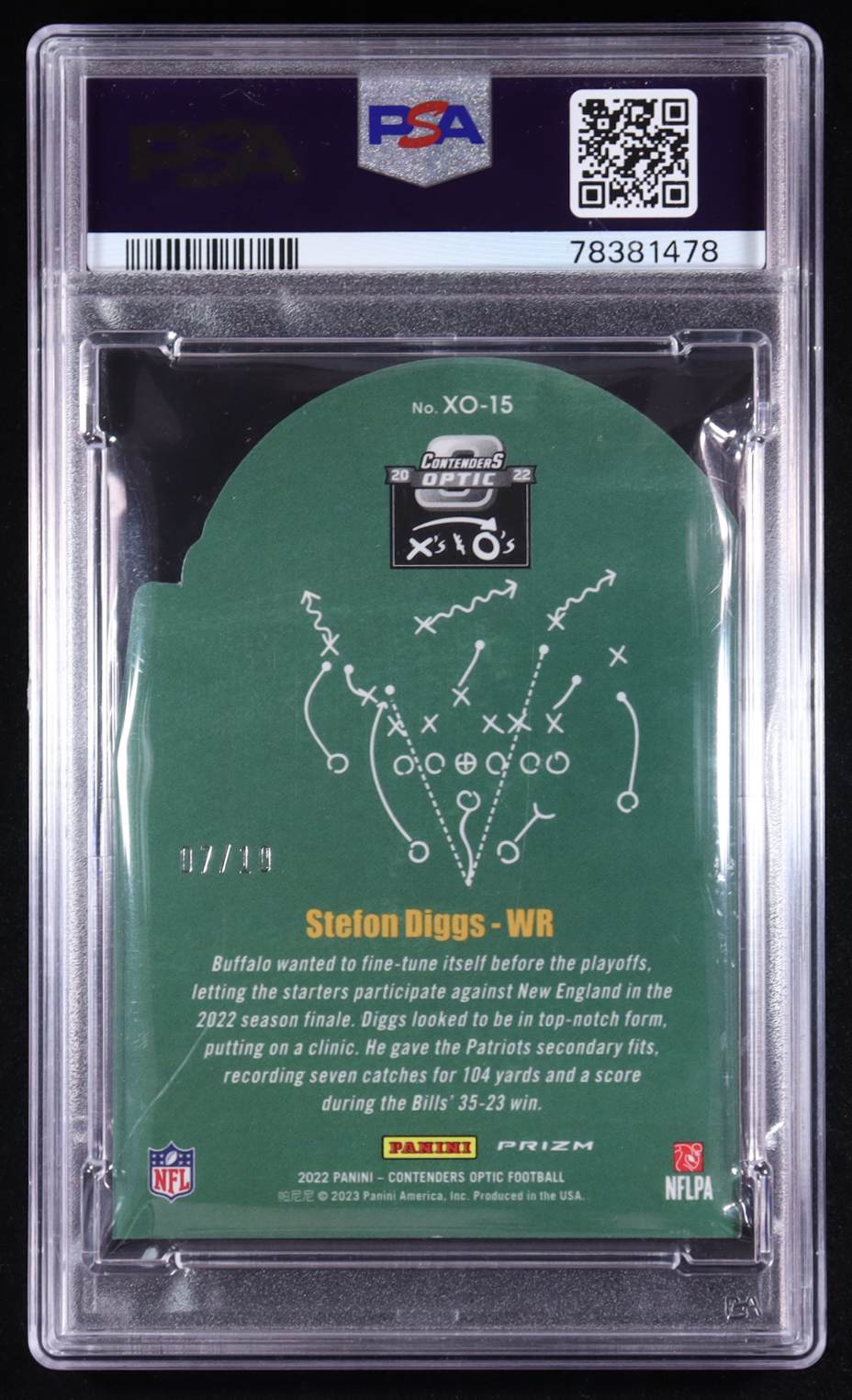 Stefon Diggs 2022 Panini Contenders Optic X's & O's Gold #XO-15 #07/10 (PSA 10) at PristineAuction.com Stefon Diggs 2022 Panini Contenders Optic X's & O's Gold #XO-15 #07/10 (PSA 10) at PristineAuction.com
