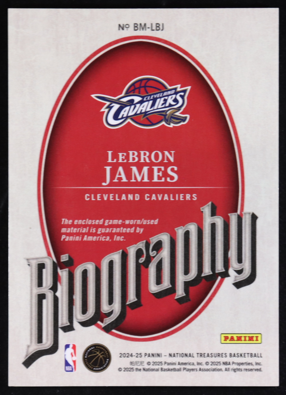 LeBron James 2024-25 Panini National Treasures Biography Materials #28 #04/99 at PristineAuction.com LeBron James 2024-25 Panini National Treasures Biography Materials #28 #04/99 at PristineAuction.com