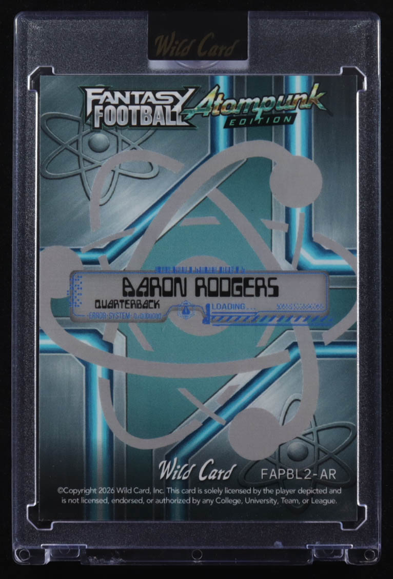 Aaron Rodgers 2026 Wild Card Atompunk Fantasy Football Blue Refractor #FAPBL2AR #2/5 at PristineAuction.com Aaron Rodgers 2026 Wild Card Atompunk Fantasy Football Blue Refractor #FAPBL2AR #2/5 at PristineAuction.com
