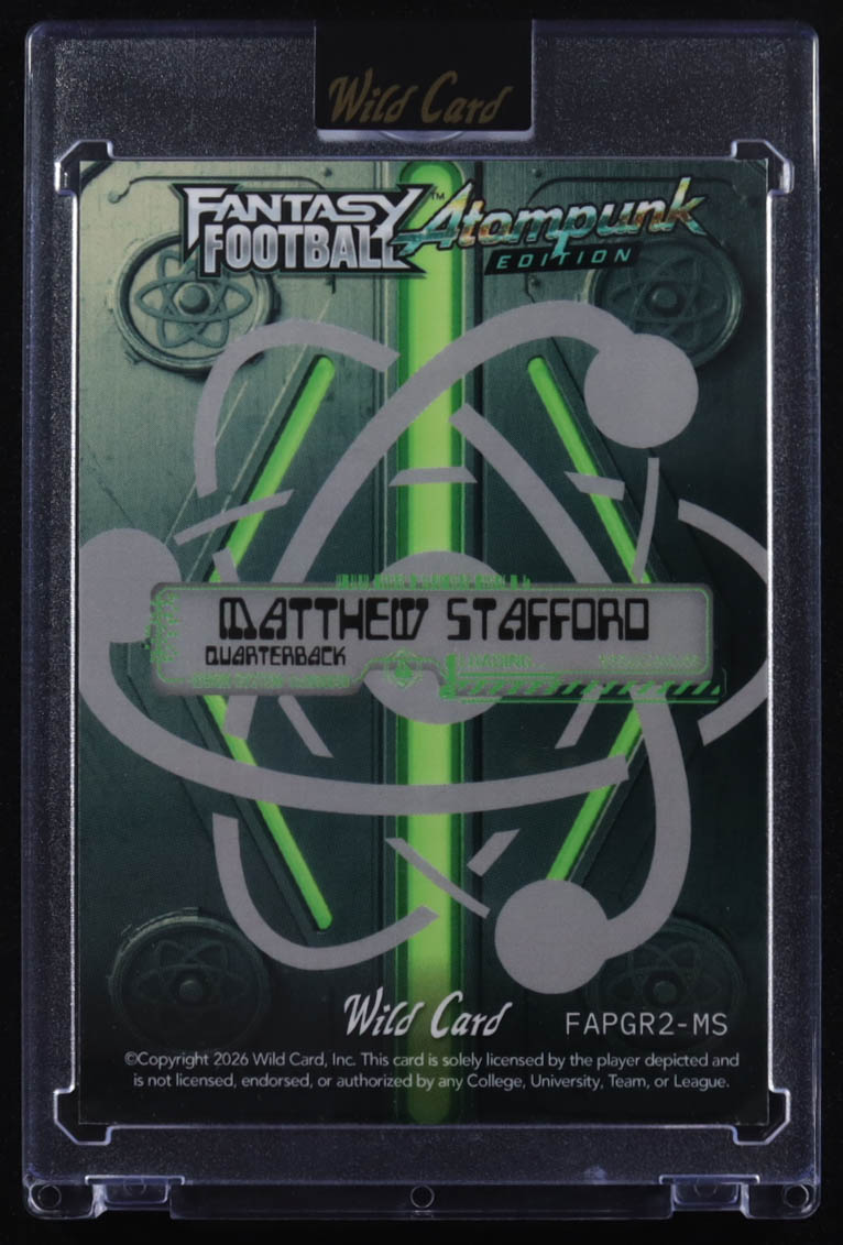 Matthew Stafford 2026 Atompunk Fantasy Football Green Refractor #FAPGR2MS #2/8 at PristineAuction.com Matthew Stafford 2026 Atompunk Fantasy Football Green Refractor #FAPGR2MS #2/8 at PristineAuction.com