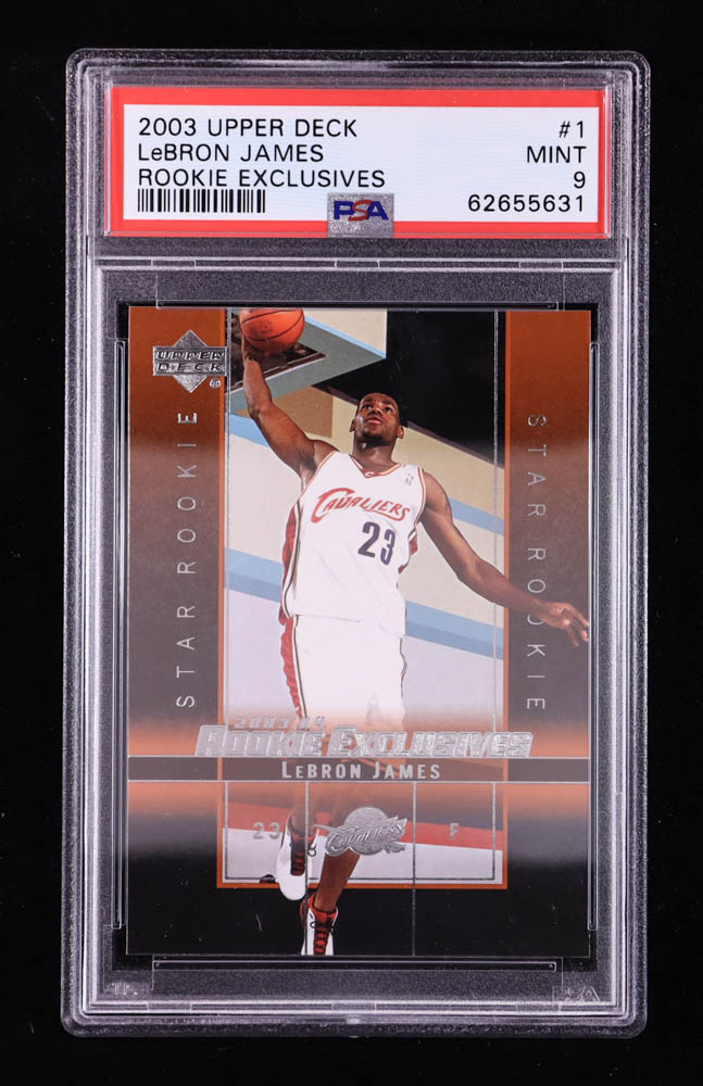 LeBron James 2003-04 Upper Deck Rookie Exclusives #1 RC (PSA 9) at PristineAuction.com LeBron James 2003-04 Upper Deck Rookie Exclusives #1 RC (PSA 9) at PristineAuction.com