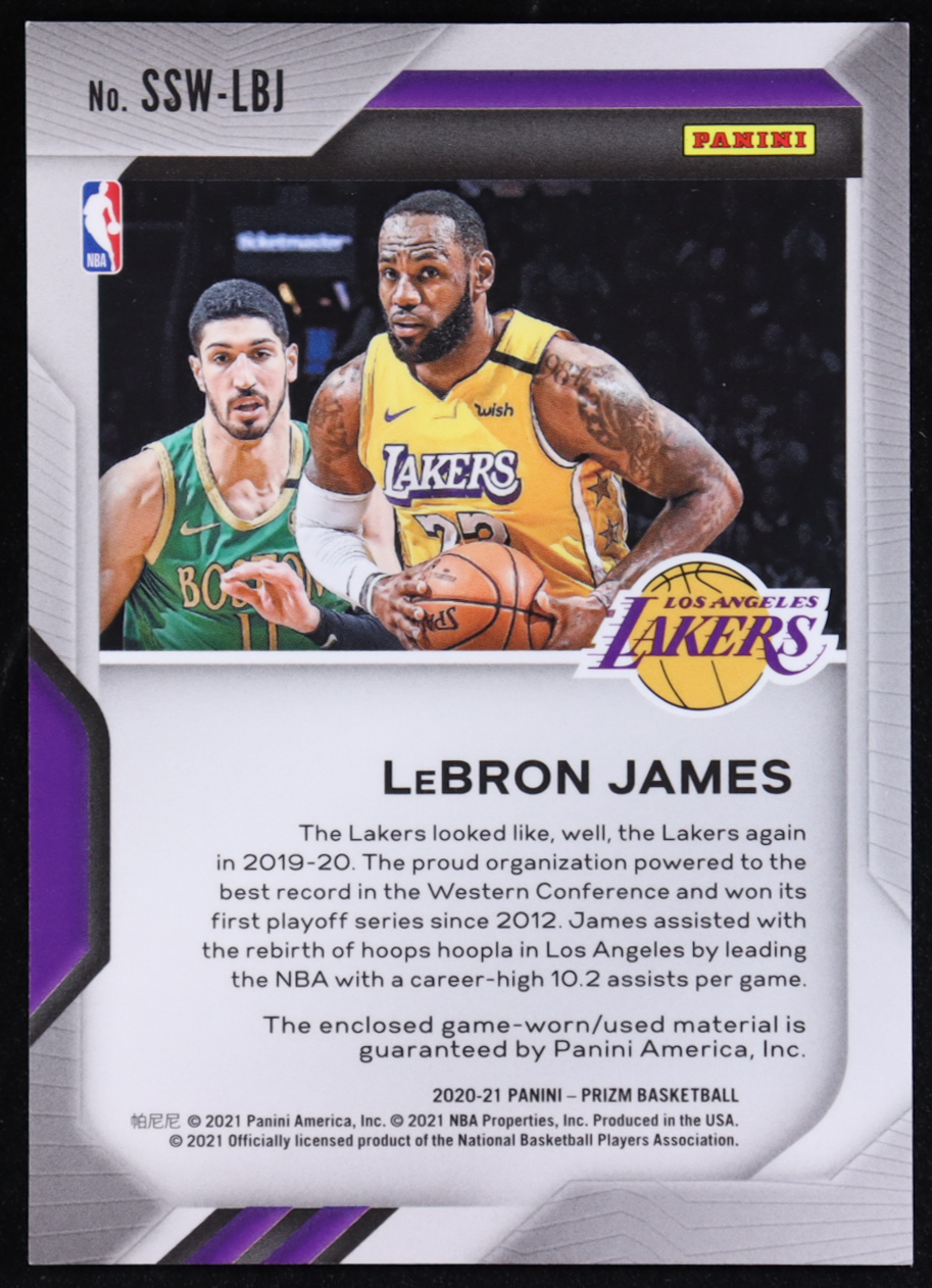LeBron James 2020-21 Panini Prizm Sensational Swatches #34 at PristineAuction.com LeBron James 2020-21 Panini Prizm Sensational Swatches #34 at PristineAuction.com