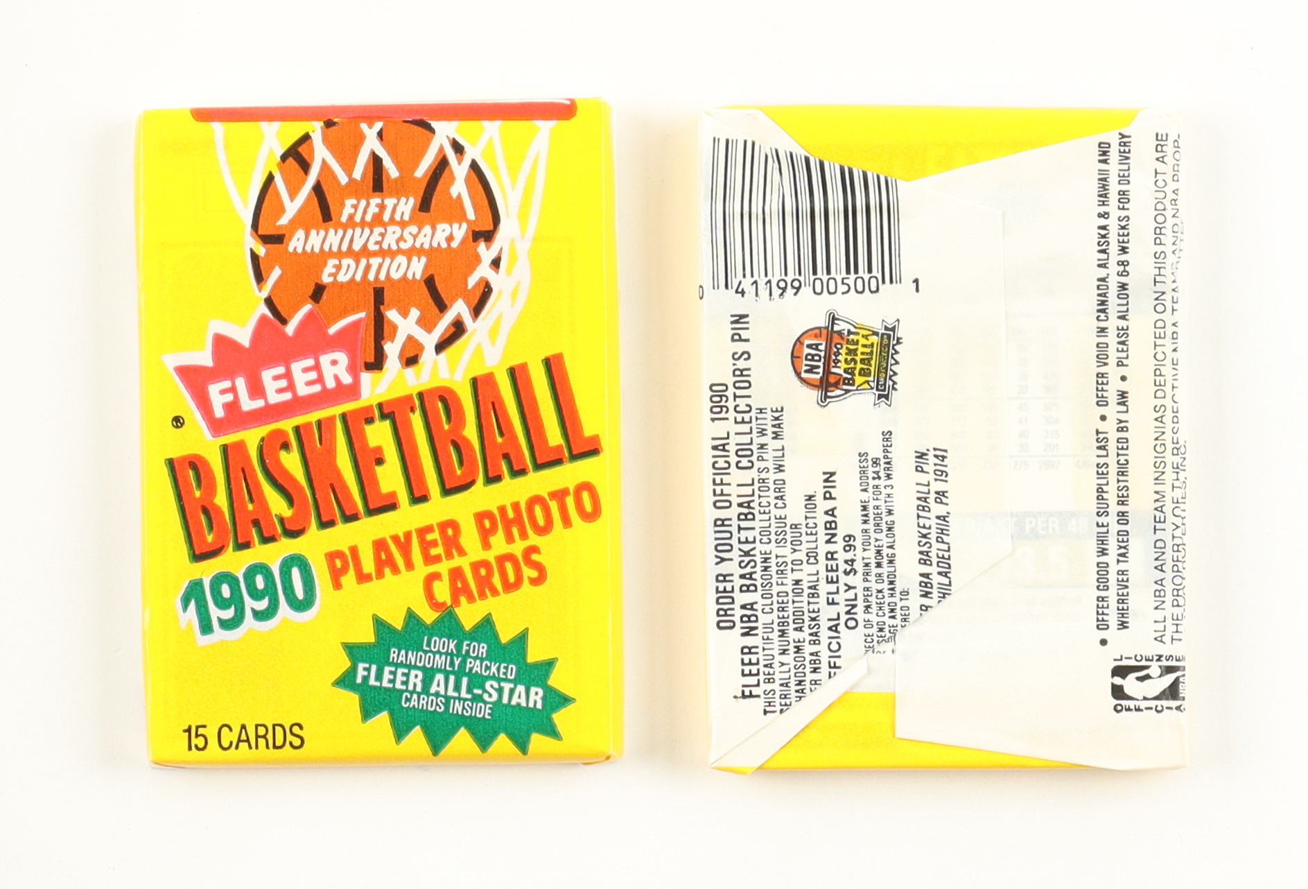 1990-91 Fleer Basketball Wax Box with (36) Packs at PristineAuction.com 1990-91 Fleer Basketball Wax Box with (36) Packs at PristineAuction.com