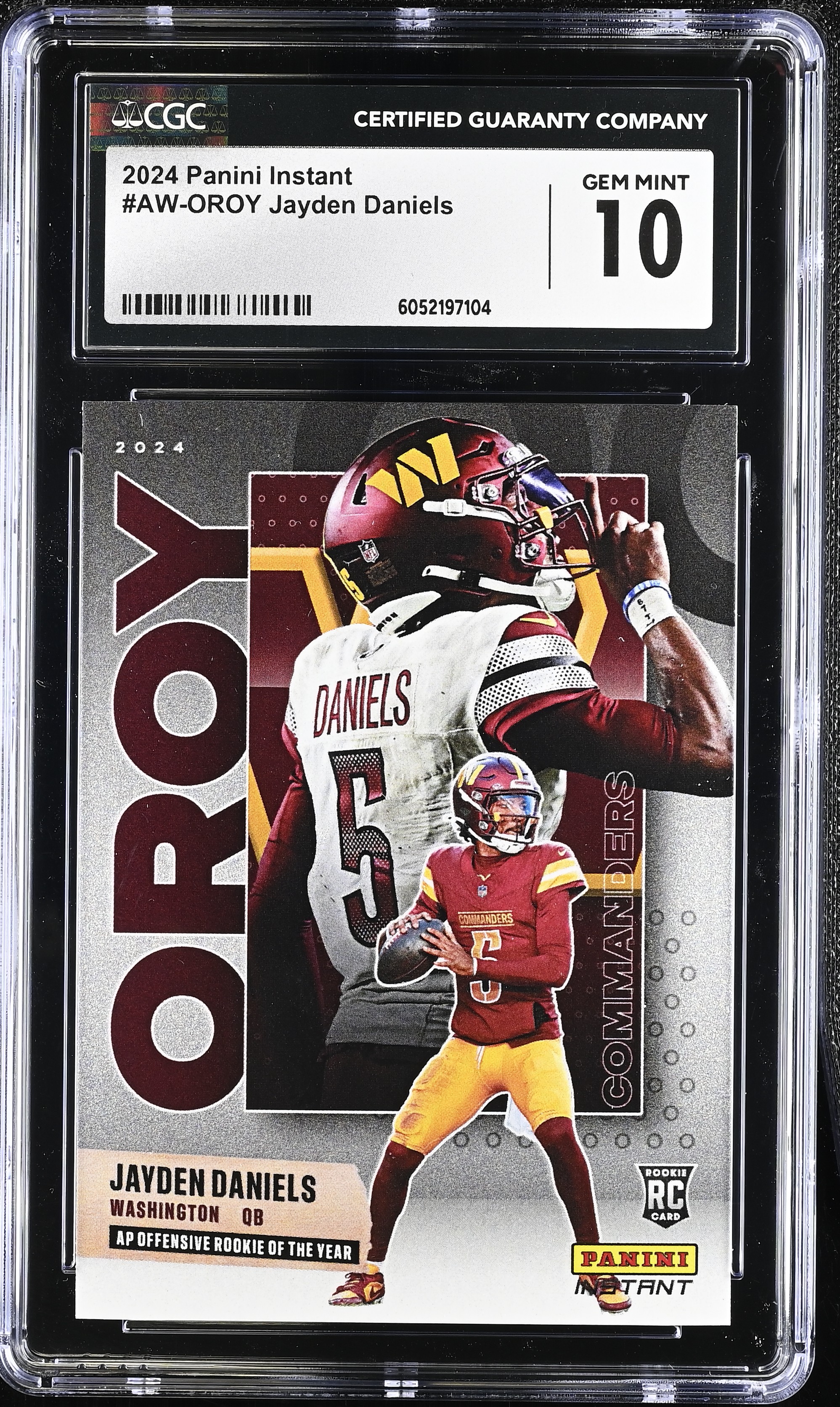 Jayden Daniels 2024 Panini Instant Award Winners #AW-OROY RC #1/10479 (CGC 10) at PristineAuction.com Jayden Daniels 2024 Panini Instant Award Winners #AW-OROY RC #1/10479 (CGC 10) at PristineAuction.com