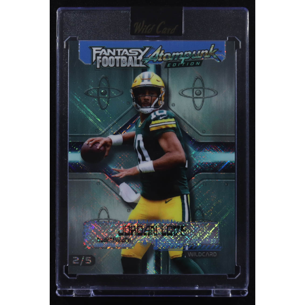 Jordan Love 2026 Atompunk Fantasy Football Blue Cross Hatch #FAPBL1JL #2/5 at PristineAuction.com