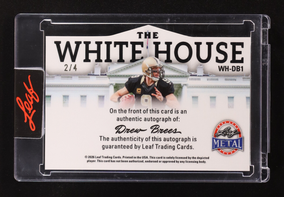 Drew Brees 2026 Leaf Metal The White House Autographs Prismatic Orange #WHDB1 #2/4 at PristineAuction.com Drew Brees 2026 Leaf Metal The White House Autographs Prismatic Orange #WHDB1 #2/4 at PristineAuction.com