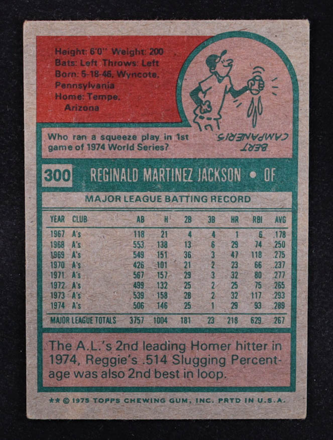 Reggie Jackson 1975 Topps #300 at PristineAuction.com Reggie Jackson 1975 Topps #300 at PristineAuction.com