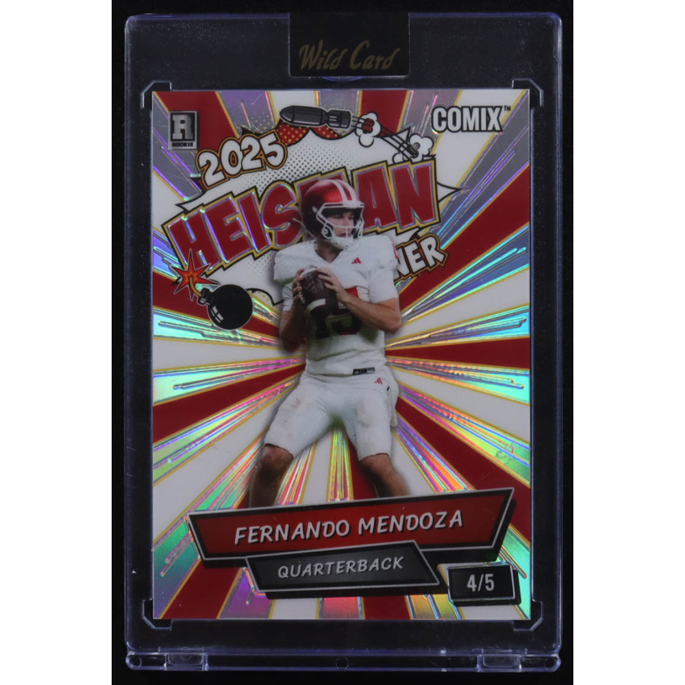 Fernando Mendoza 2025 Wild Card Comix Heisman Red/White Refractor #ACHOFM05 #4/5 RC at PristineAuction.com