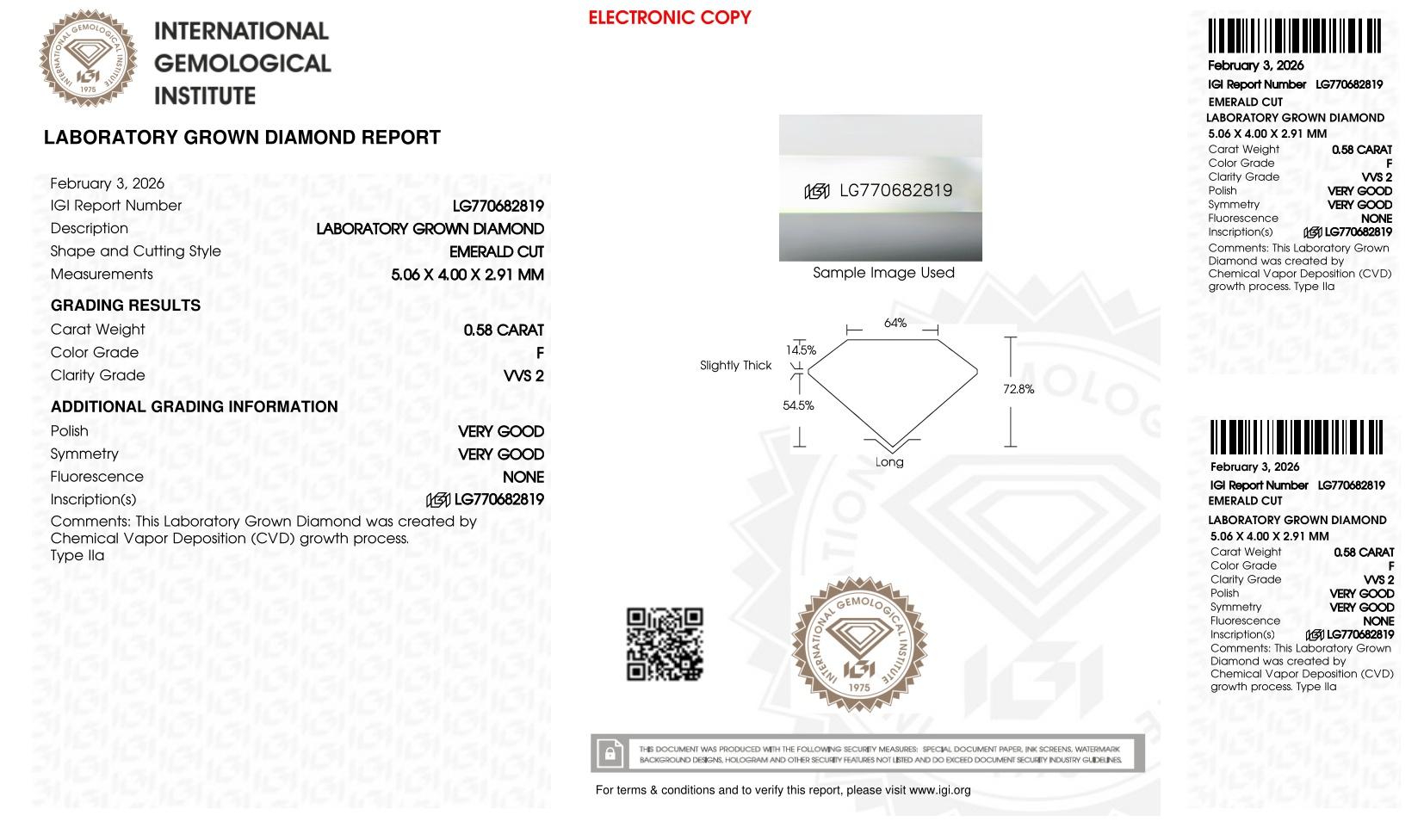 .58 Carats Lab Grown Diamond Loose F, VVS2 | IGI Cert at PristineAuction.com .58 Carats Lab Grown Diamond Loose F, VVS2 | IGI Cert at PristineAuction.com
