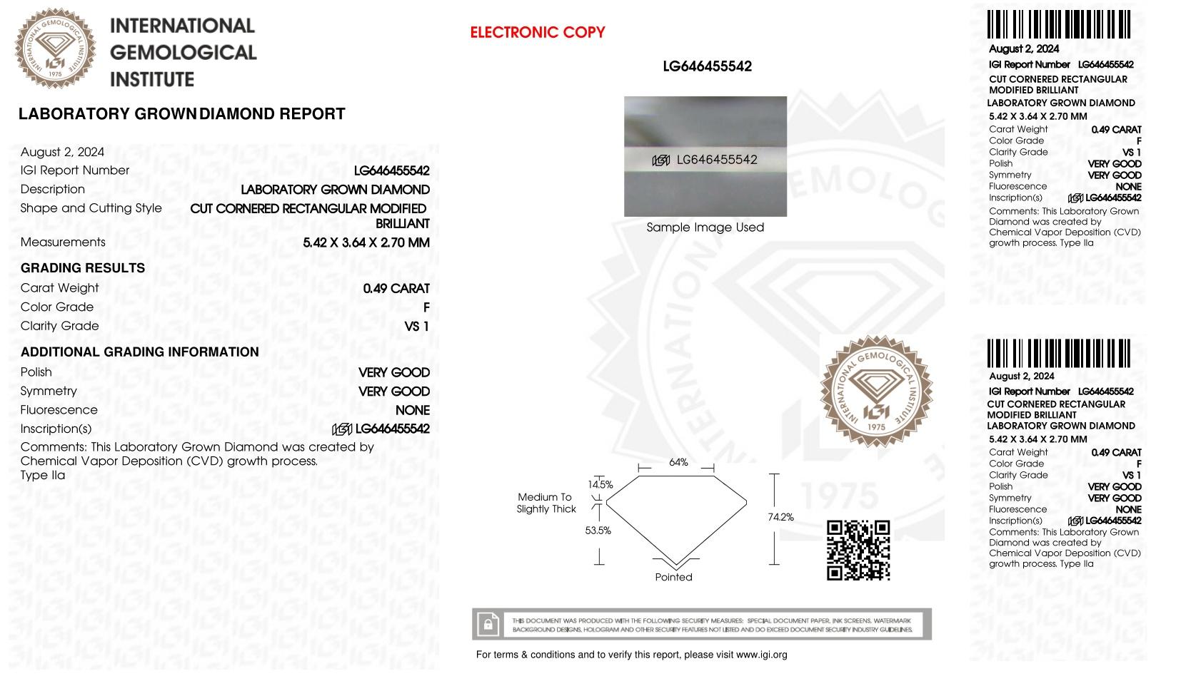 .49 Carats Lab Grown Diamond Loose F, VS1 | IGI Cert at PristineAuction.com .49 Carats Lab Grown Diamond Loose F, VS1 | IGI Cert at PristineAuction.com