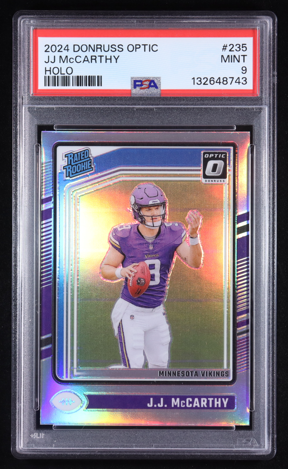 JJ McCarthy 2024 Donruss Optic Holo #235 RR RC (PSA 9) at PristineAuction.com JJ McCarthy 2024 Donruss Optic Holo #235 RR RC (PSA 9) at PristineAuction.com