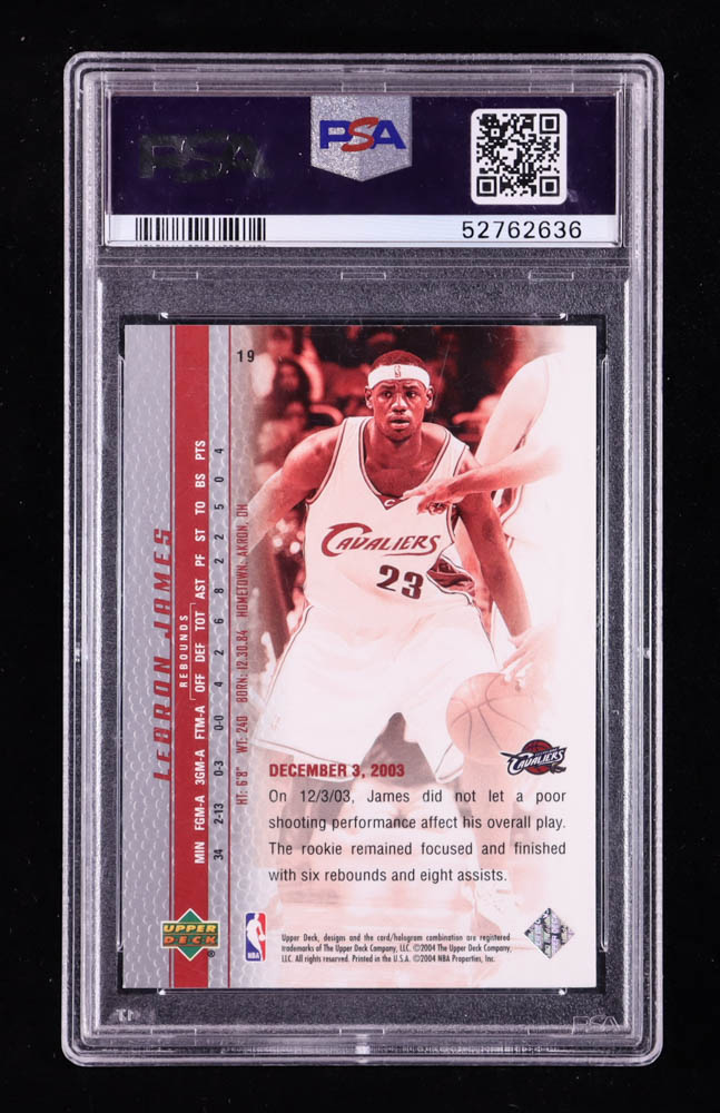 LeBron James 2003-04 Upper Deck Phenomenal Beginning LeBron James #19 RC / Ready to Anticipate (PSA 10) at PristineAuction.com LeBron James 2003-04 Upper Deck Phenomenal Beginning LeBron James #19 RC / Ready to Anticipate (PSA 10) at PristineAuction.com