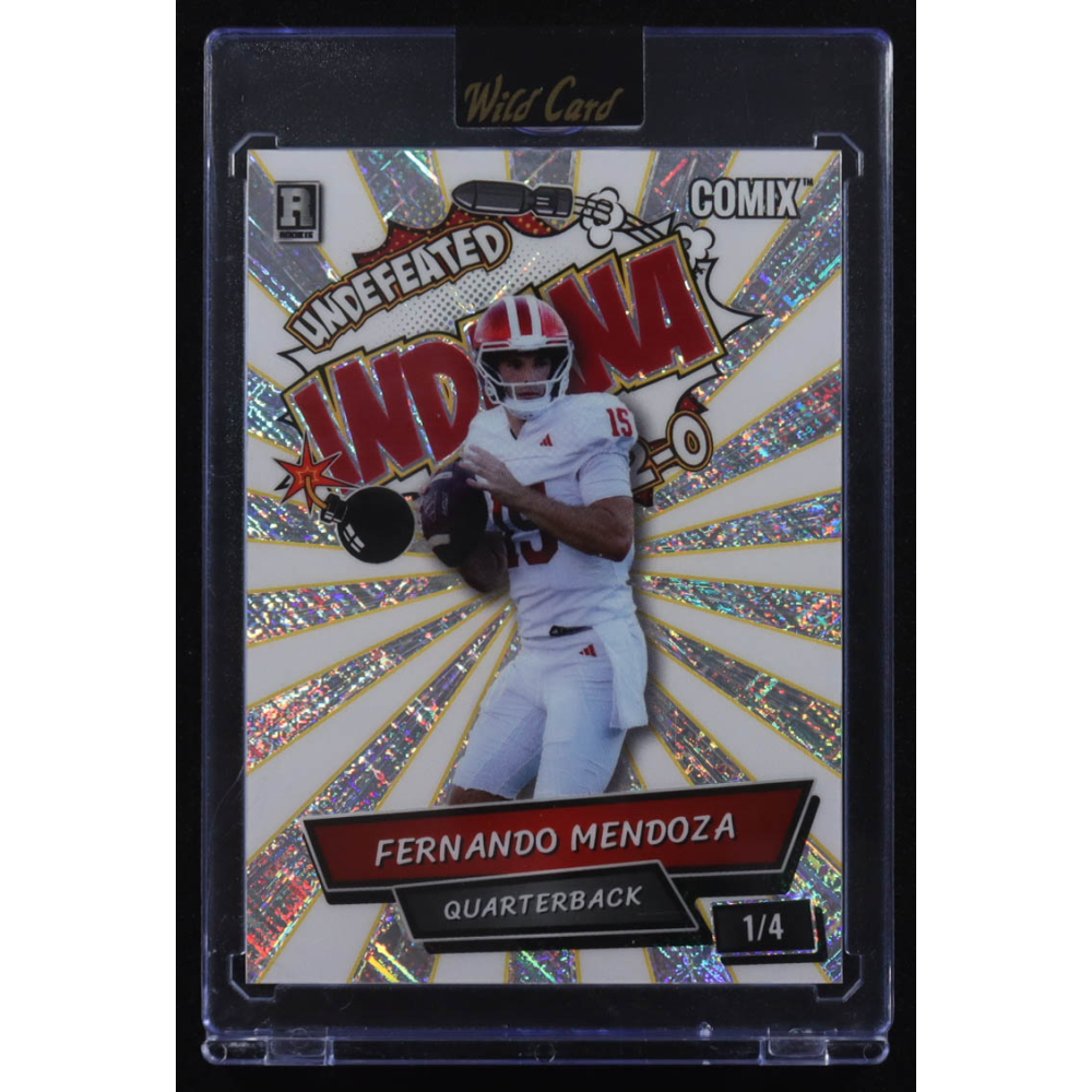 Fernando Mendoza 2025 Wild Card Comix Indiana White Cross Hatch #ACBLFM010 #1/4 RC at PristineAuction.com