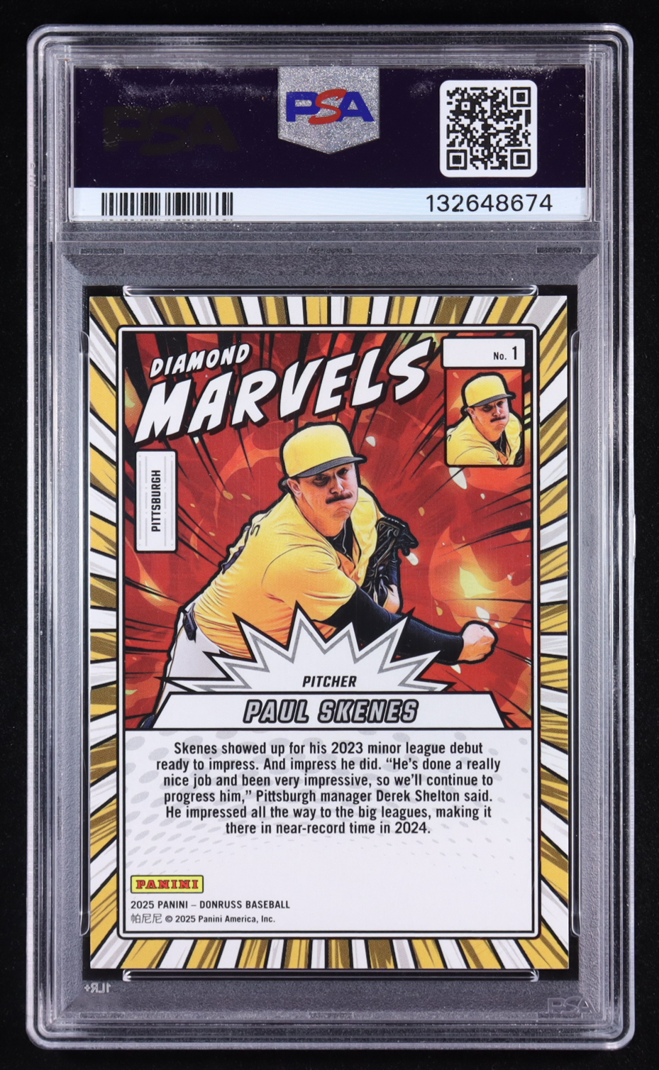 Paul Skenes 2025 Donruss Diamond Marvels Blue Xplosion #1 (PSA 8.5) at PristineAuction.com Paul Skenes 2025 Donruss Diamond Marvels Blue Xplosion #1 (PSA 8.5) at PristineAuction.com