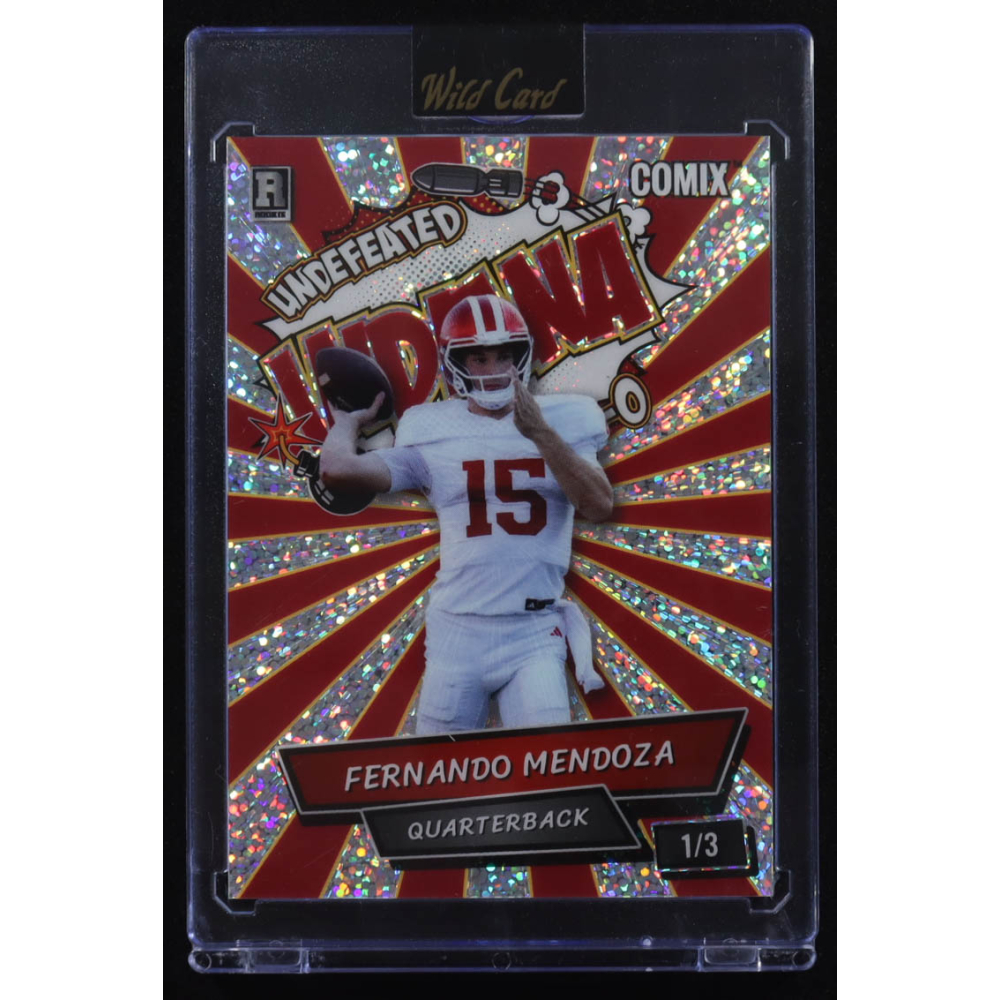 Fernando Mendoza 2025 Wild Card Comix Indiana Red Sparkle #ACBLFM04 #1/3 RC at PristineAuction.com